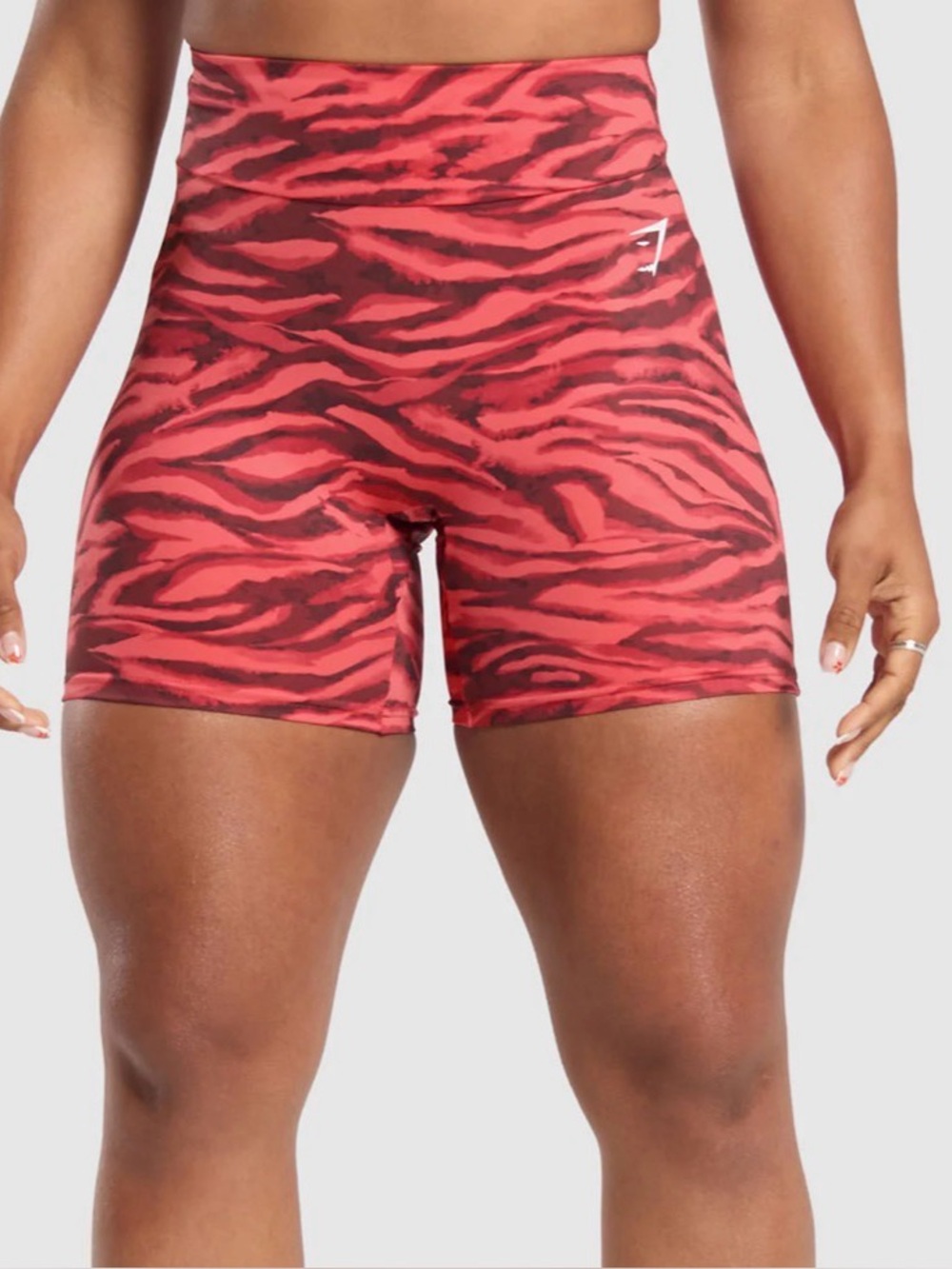 Gymshark Red and Black Zebra-Print High-Waist Bike Shorts